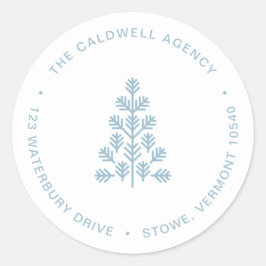 Pegatina Redonda Dirección azul turbulenta del árbol de vacaciones 