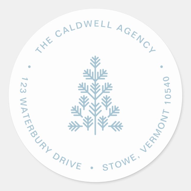 Pegatina Redonda Dirección azul turbulenta del árbol de vacaciones  (Anverso)