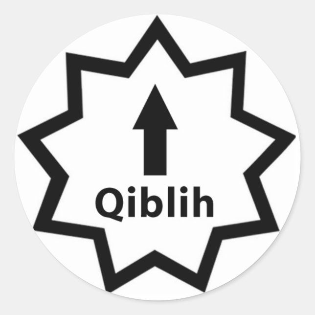 Pegatina Redonda Dirección bahá'í de oración (Anverso)