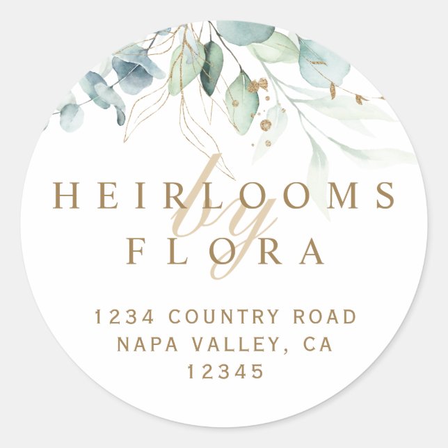 Pegatina Redonda Dirección Botánica de Retorno de Oro y Negocio Ver (Anverso)