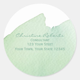 Pegatina Redonda Dirección de acuarela original de color turquesa m