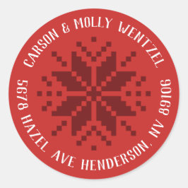 Pegatina Redonda Dirección de copo de nieve de suéter de navidades