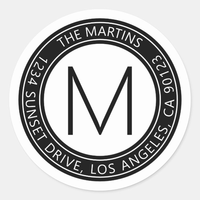 Pegatina Redonda Dirección de devolución circular o mensaje de text (Anverso)