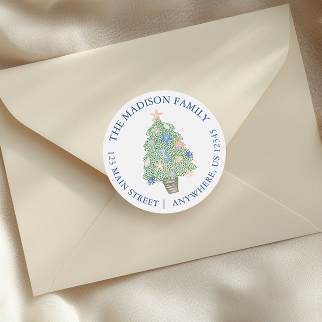 Pegatina Redonda Dirección de devolución de árbol de navidad coster (Subido por el creador)