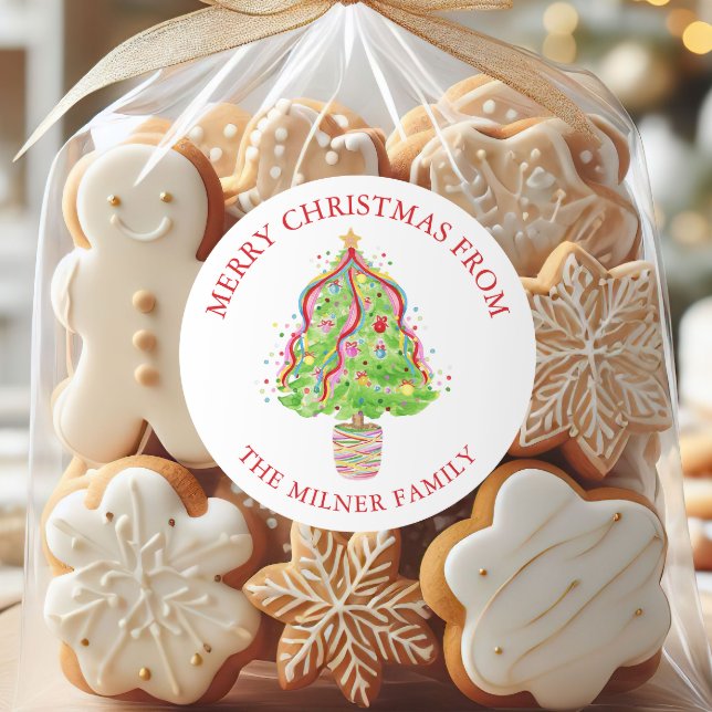 Pegatina Redonda Dirección de devolución de árbol de navidad de env (Subido por el creador)