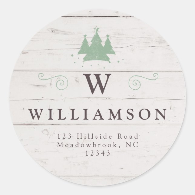 Pegatina Redonda Dirección de devolución de árbol de Navidad de mon (Anverso)