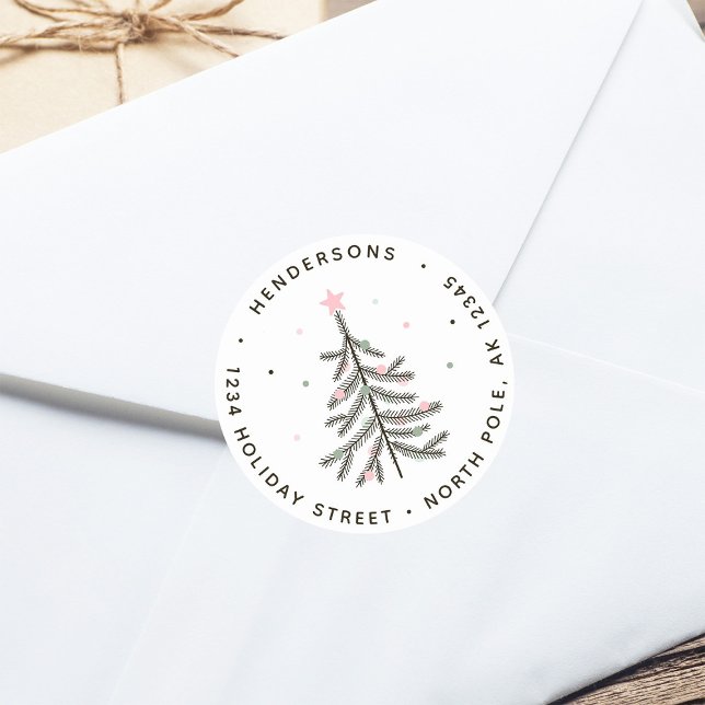 Pegatina Redonda Dirección de devolución de árbol de navidad para p (Subido por el creador)