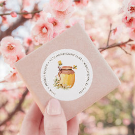 Pegatina Redonda Dirección de devolución de Baby Shower de Honeycom