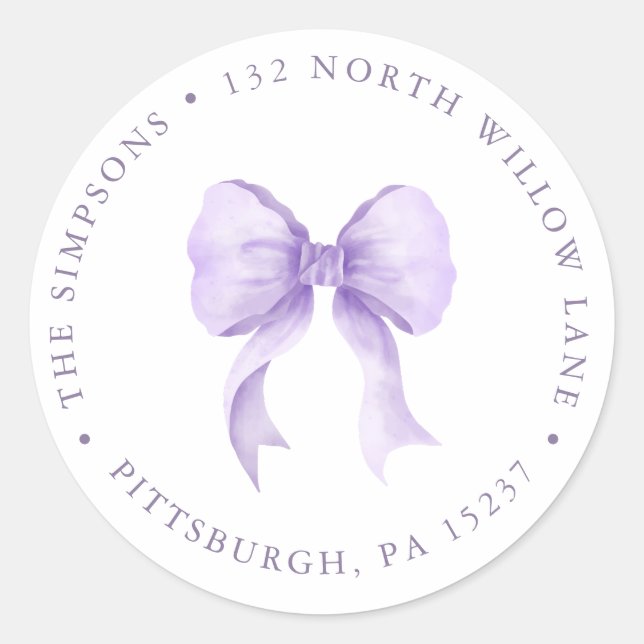 Pegatina Redonda Dirección de devolución de bebé morada (Anverso)