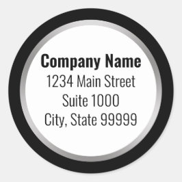 Pegatina Redonda Dirección de devolución de blanco y plata en blanc
