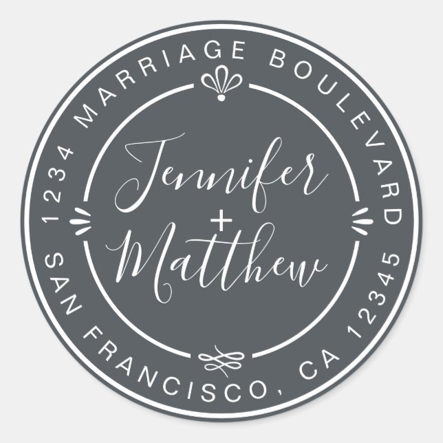 Pegatina Redonda Dirección de devolución de Boda de Moda rusa fuera (Anverso)