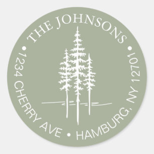 Pegatina Redonda Dirección de devolución de Boda rústico de bosques
