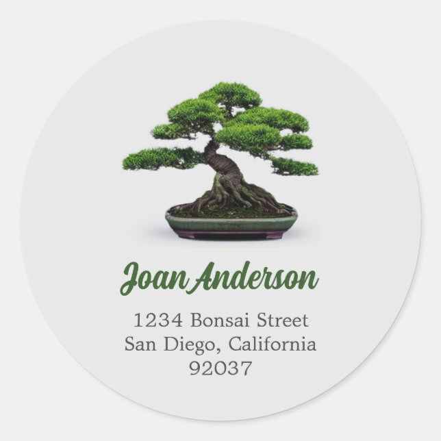 Pegatina Redonda Dirección de devolución de Bonsai (Anverso)