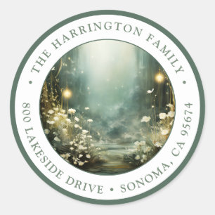 Pegatina Redonda Dirección de devolución de bosques encantados