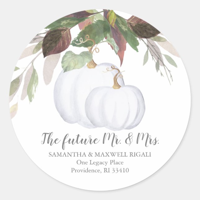 Pegatina Redonda Dirección de devolución de calabaza blanca de colo (Anverso)