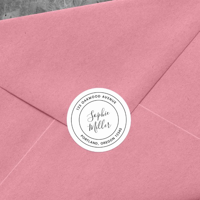 Pegatina Redonda Dirección de devolución de caligrafía de borde dob (Subido por el creador)