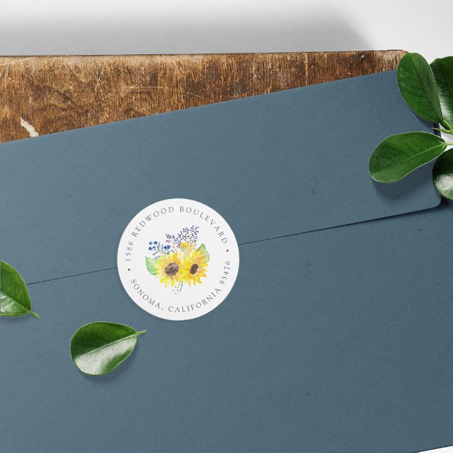 Pegatina Redonda Dirección de devolución de campos de flores (Subido por el creador)