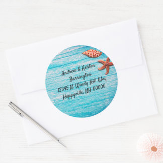 Pegatina Redonda Dirección de devolución de cascos azules de mar