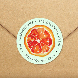 Pegatina Redonda Dirección de devolución de cítricos dibujados a ma