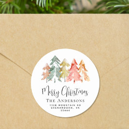 Pegatina Redonda Dirección de devolución de color de agua del árbol