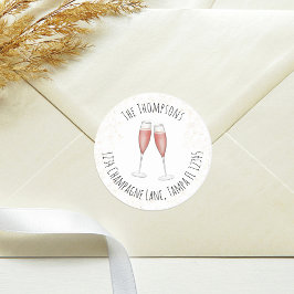 Pegatina Redonda Dirección de devolución de color de agua rosa Cham