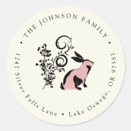 Pegatina Redonda Dirección de devolución de conejito de Pascua mode