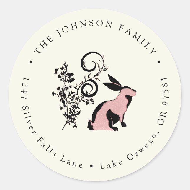 Pegatina Redonda Dirección de devolución de conejito moderno de Pas (Anverso)