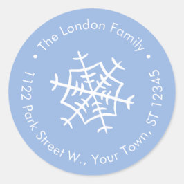 Pegatina Redonda Dirección de devolución de copo de nieve blanco si