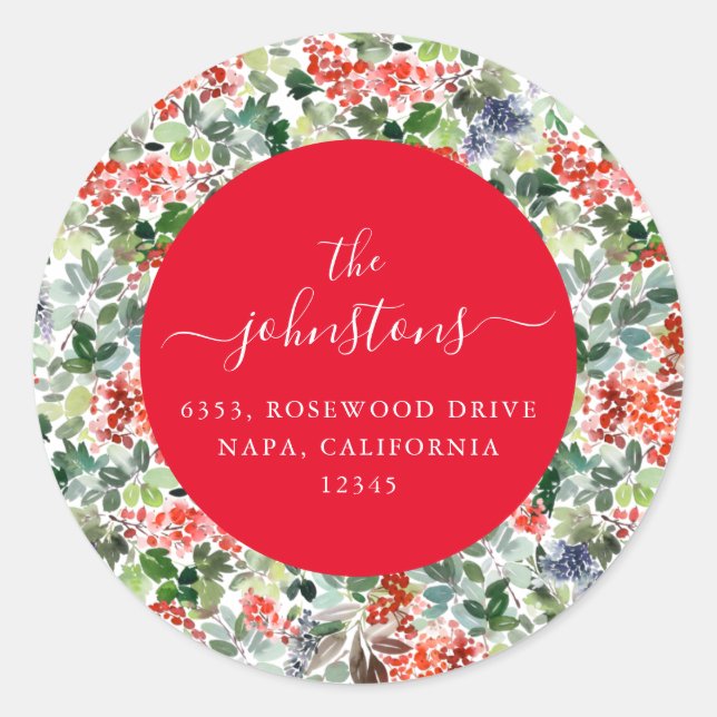 Pegatina Redonda Dirección de devolución de días festivos de nombre (Anverso)