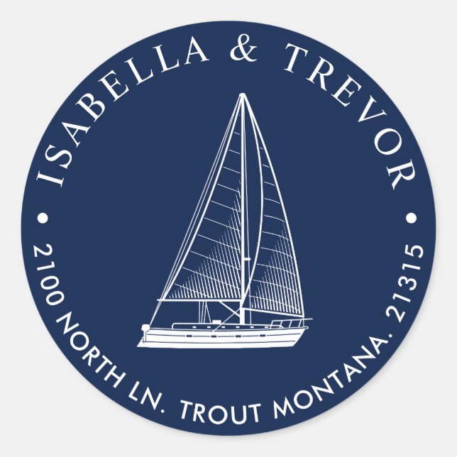 Pegatina Redonda Dirección de devolución de embarcaciones náuticas (Anverso)