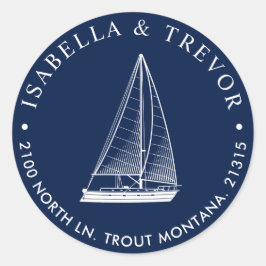 Pegatina Redonda Dirección de devolución de embarcaciones náuticas