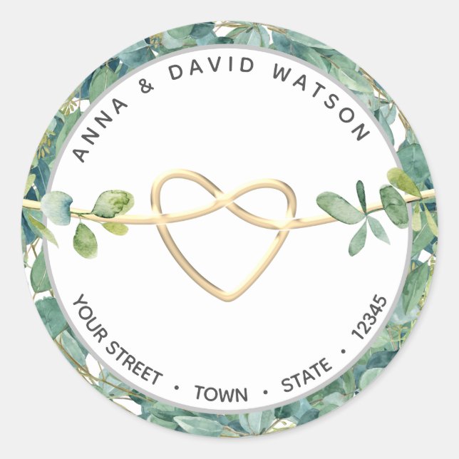 Pegatina Redonda Dirección de devolución de Eucalyptus Greenery (Anverso)