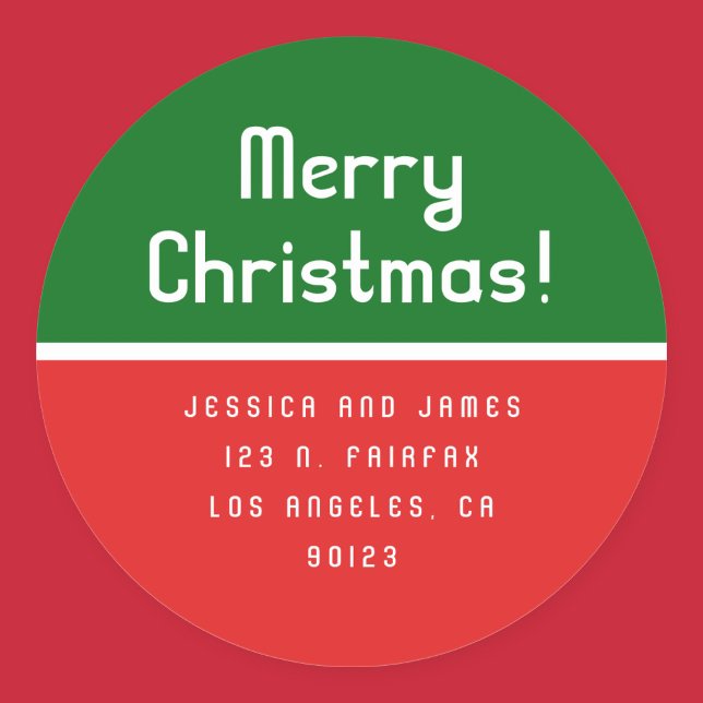 Pegatina Redonda Dirección de devolución de Feliz Navidad Retro-Mod (Subido por el creador)
