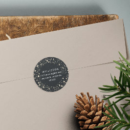 Pegatina Redonda Dirección de devolución de feriado de borde de ini