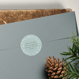 Pegatina Redonda Dirección de devolución de feriado de borde de ini