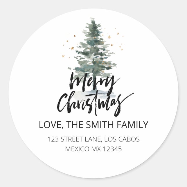 Pegatina Redonda Dirección de devolución de feriado navideño de Pin (Anverso)