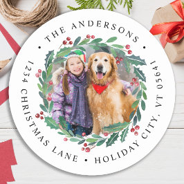 Pegatina Redonda Dirección de devolución de foto de los Navidades d