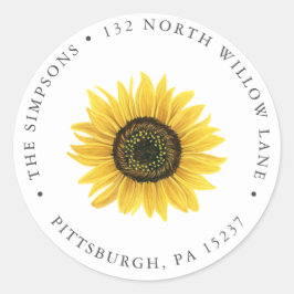 Pegatina Redonda Dirección de devolución de girasol