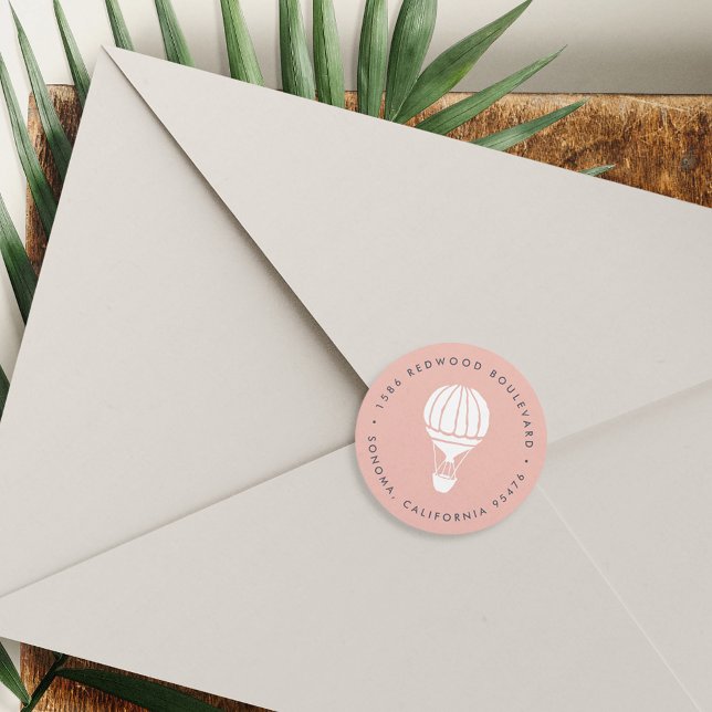 Pegatina Redonda Dirección de devolución de globo aerostático rosa (Subido por el creador)