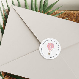 Pegatina Redonda Dirección de devolución de globo aerostático rosa