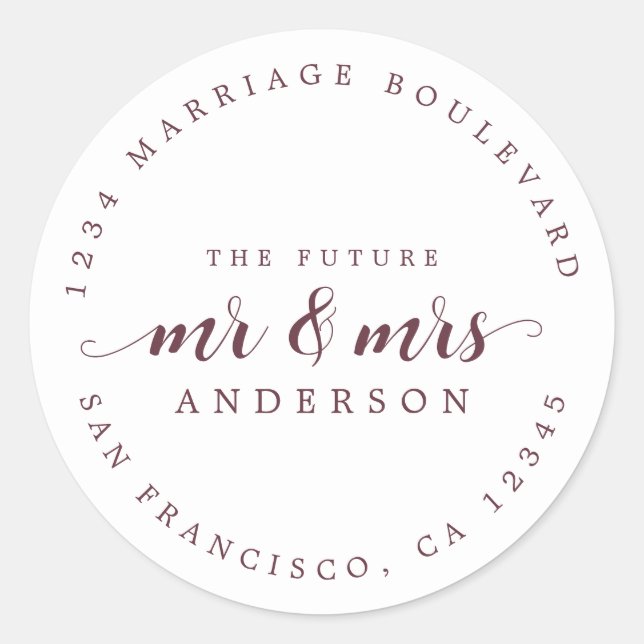 Pegatina Redonda Dirección de devolución de guión de la futura Sra. (Anverso)