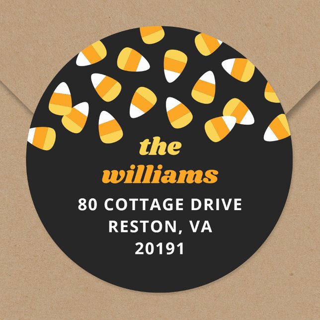 Pegatina Redonda Dirección de devolución de Halloween de caramelos  (Subido por el creador)