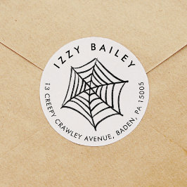 Pegatina Redonda Dirección de devolución de Halloween de Spider Web