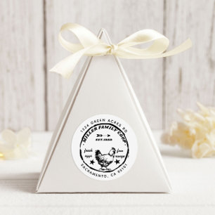 Pegatina Redonda Dirección de devolución de huevos frescos de Coop