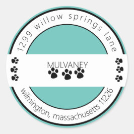 Pegatina Redonda Dirección de devolución de impresión de rutas Turq