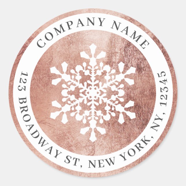 Pegatina Redonda Dirección de devolución de la empresa de oro rosa  (Anverso)