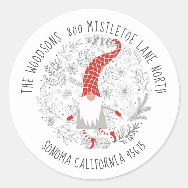 Pegatina Redonda Dirección de devolución de la familia de Navidades (Anverso)