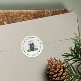 Pegatina Redonda Dirección de devolución de la puerta de la marina