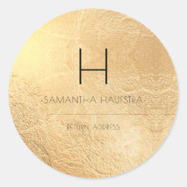 Pegatina Redonda Dirección de devolución de lámina dorada falsa con