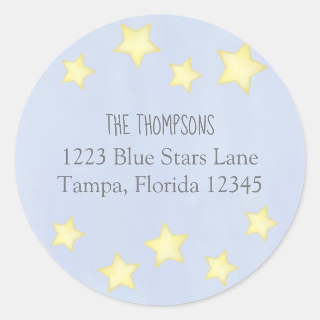 Pegatina Redonda Dirección de devolución de las estrellas azules de (Anverso)